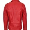 Men Biker Red Leather Jacket Back