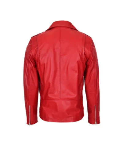 Men Biker Red Leather Jacket