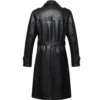 Men Long Leather Belted Trench Coat