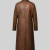 Men Trench Brown Leather Coat