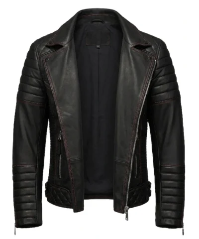 Men Vintage Biker Lambskin Leather Motorcycle Jacket