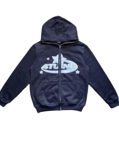 Men and Women 4tune Full Zip Blue Hoodie