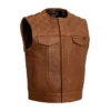 Brown Biker Quilted Leather Vest For Men's