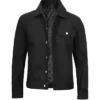 Black Cotton Trucker Jacket For Men's