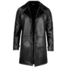 Leather Black Long Shearling Coat for Men’s