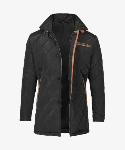 Black Quilted Coat For Mens