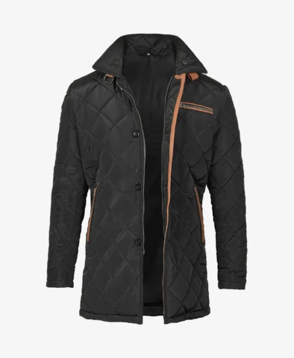 Black Quilted Coat For Mens