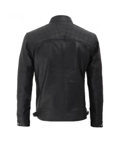 Mens Black Quilted Leather Motorcycle Jacket