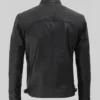 Mens Black Quilted Leather Motorcycle Jacket Back View