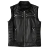Shop Men’s Motorcycle Zipper Pockets Black Leather Vest