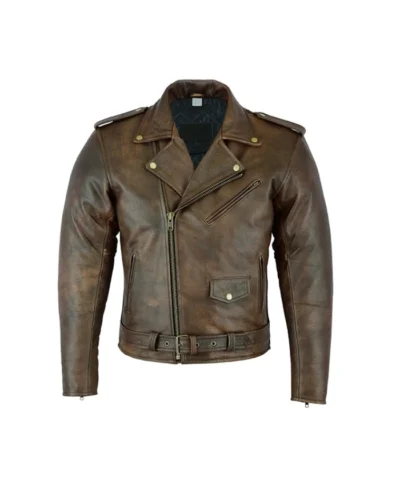 Mens Brown Motorcycle Vintage Brando Biker Jacket