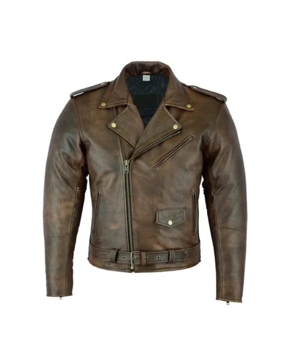 Mens Brown Motorcycle Vintage Brando Biker Jacket