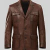 Mens Brown Italian Blazer Leather Jacket