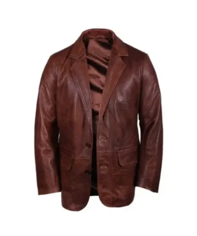 Men’s Brown Italian Leather Blazer Jacket