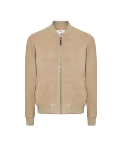Mens Brown Suede Bomber Jacket
