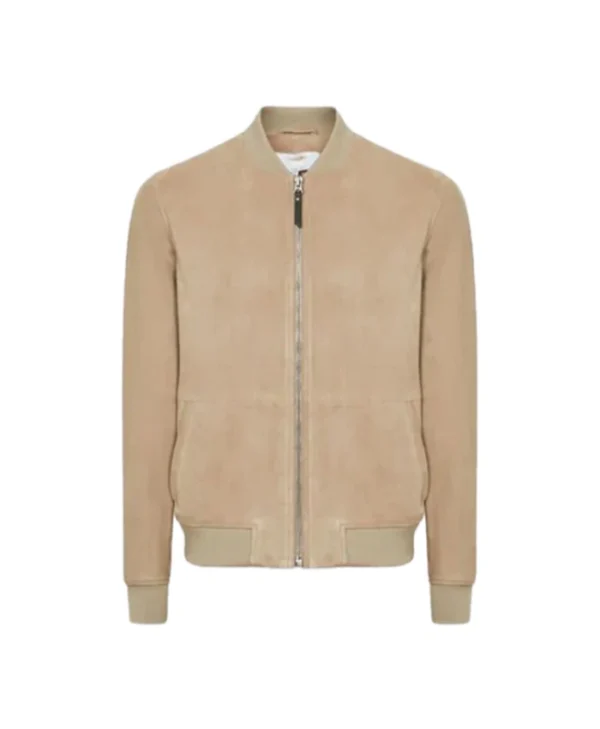Mens Brown Suede Bomber Jacket