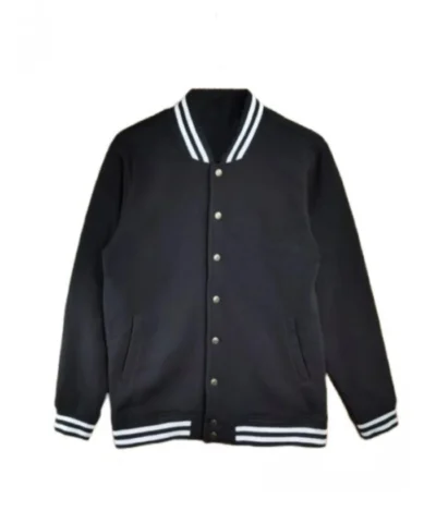 Classic Black Varsity Jacket For Mens