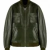 Mens Classic Bomber Leather Jacket Front View