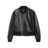 Shop Classic Black Leather Bomber Jacket For Mens