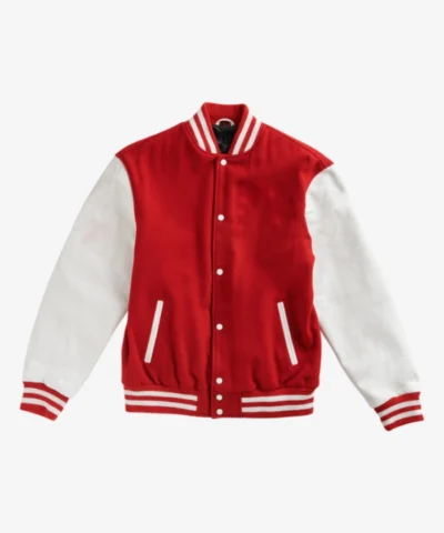 Classic RedWhite Varsity Jacket For Mens