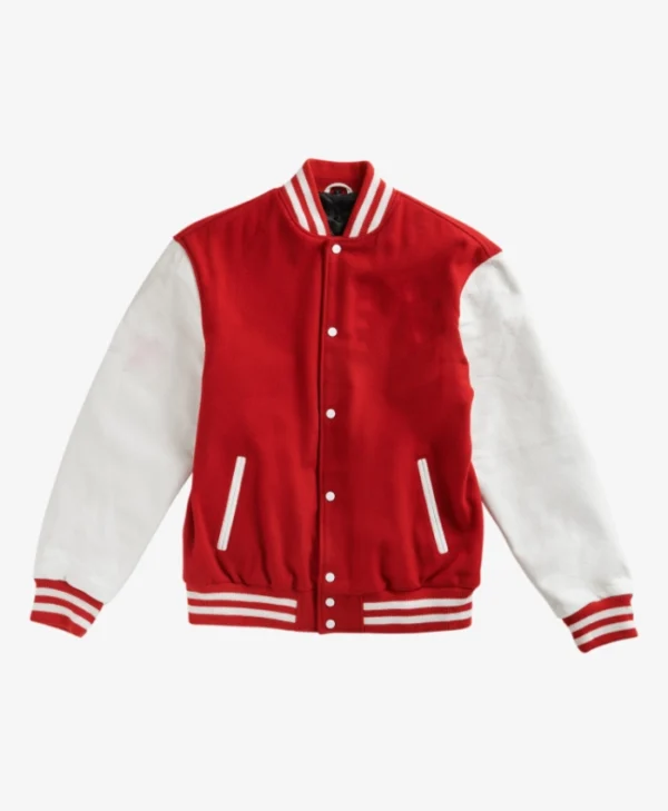 Classic RedWhite Varsity Jacket For Mens