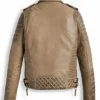 Mens Desert Brown Biker Leather Jacket Back View
