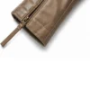 Mens Desert Brown Biker Leather Jacket Sleeve Close Up