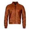 Distressed Men’s Dark Brown Leather Bomber Jacket