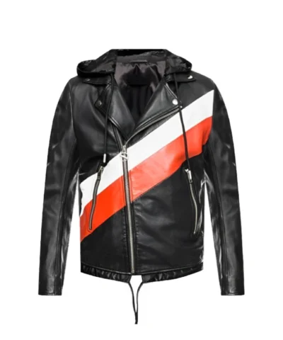 Men’s Hooded Leather Biker Jacket