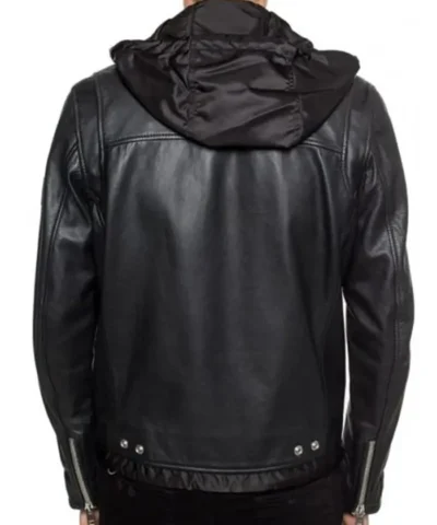 Alternative view of Men’s Hooded Leather Biker Jacket