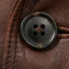 Mens Italian Brown Leather Blazer Jacket Button