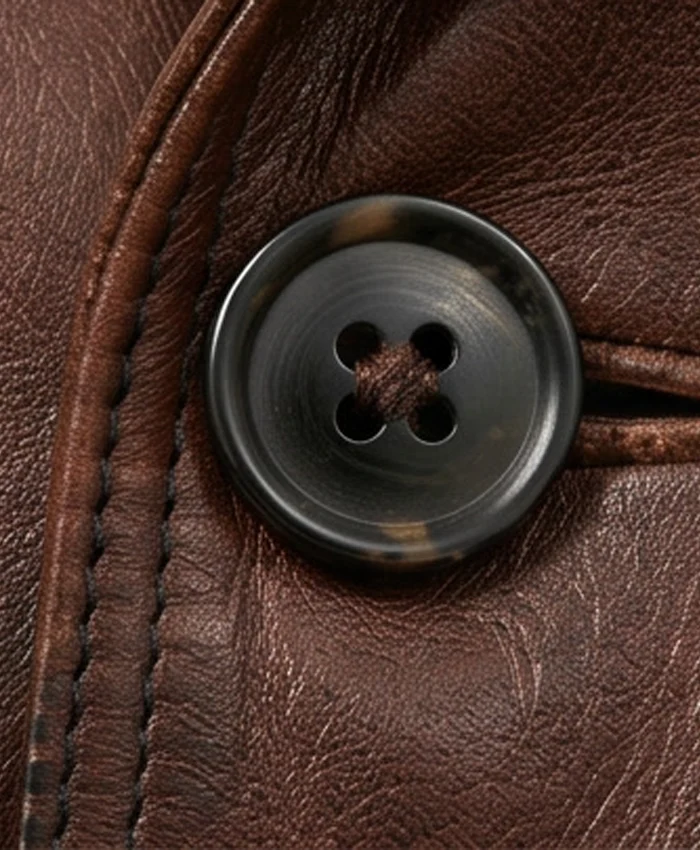 Mens Italian Brown Leather Blazer Jacket Button
