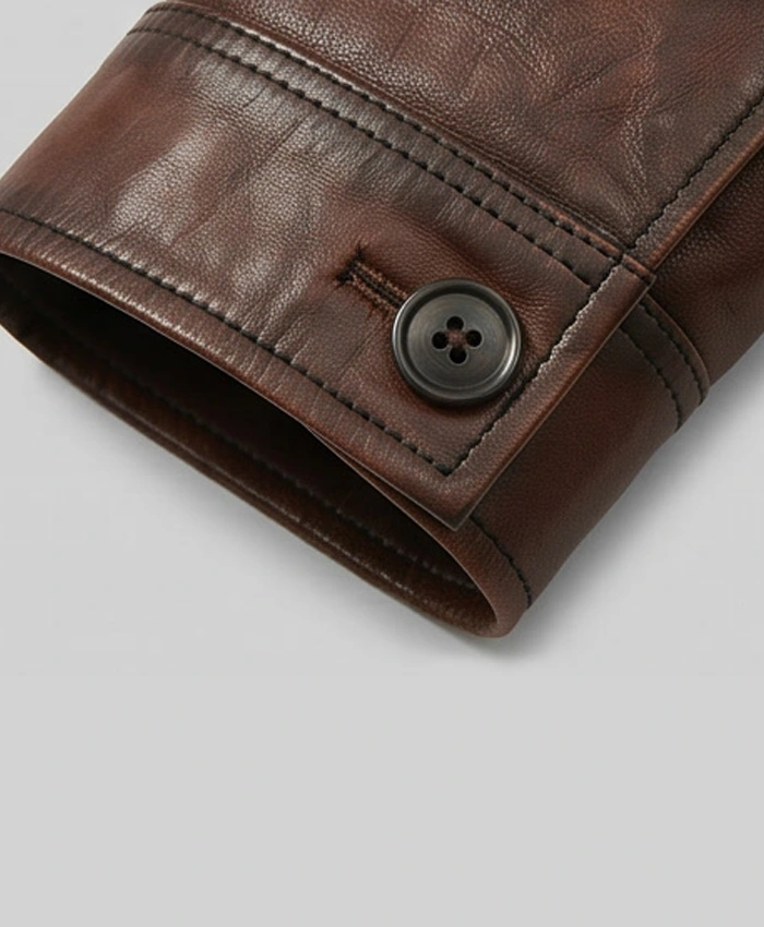 Mens Italian Brown Leather Blazer Jacket Cuffs