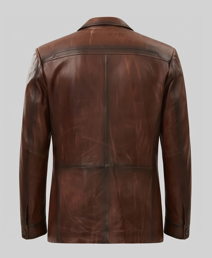 Mens Italian Brown Leather Blazer Jacket