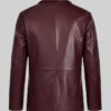 Mens Maroon Leather Full-Legnth Sleeves Blazer