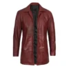 Maroon Long Leather Coat For Men’s