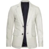 Classic Men's Button-Up Off White Leather Blazer