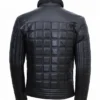 Mens Quilted Black Leather Jacket Back View