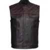 Quilted Style Two Tone Leather Vest For Men’s