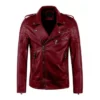 Richard Slim Fit Red Biker Jacket For Mens