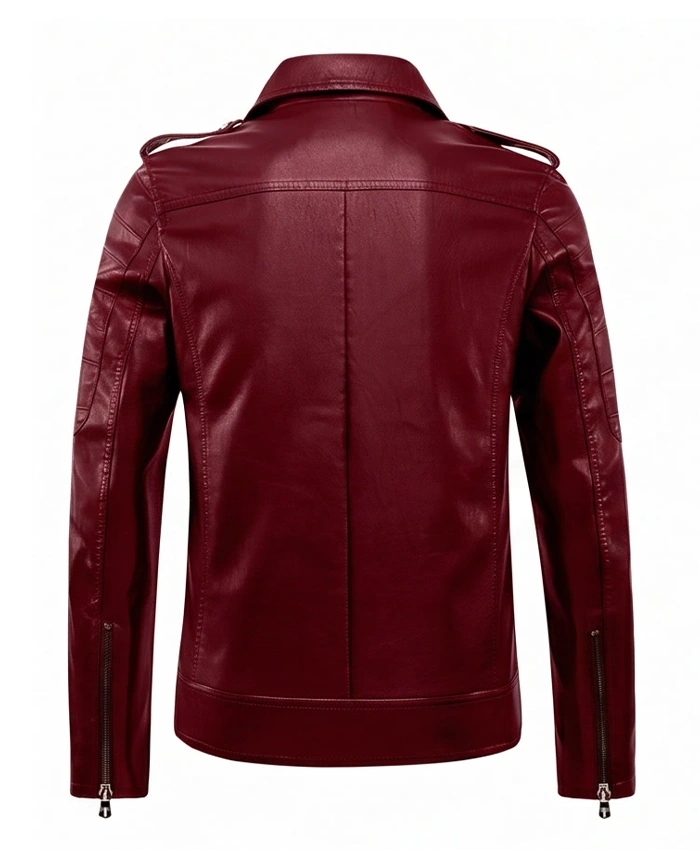 Mens Richard Slim Fit Biker Jacket Back