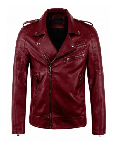 Mens Richard Slim Fit Biker Jacket Front