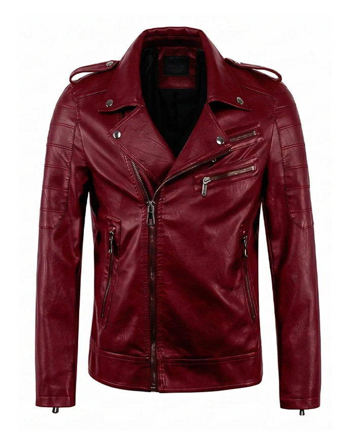 Mens Richard Slim Fit Biker Jacket Front