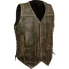 Men’s Triple Stitch Lace Up Style Biker Vest