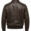 Mens Vintage A2 Leather Brown Bomber Jacket Back View