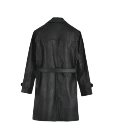 Vintage Black Leather Trench Coat