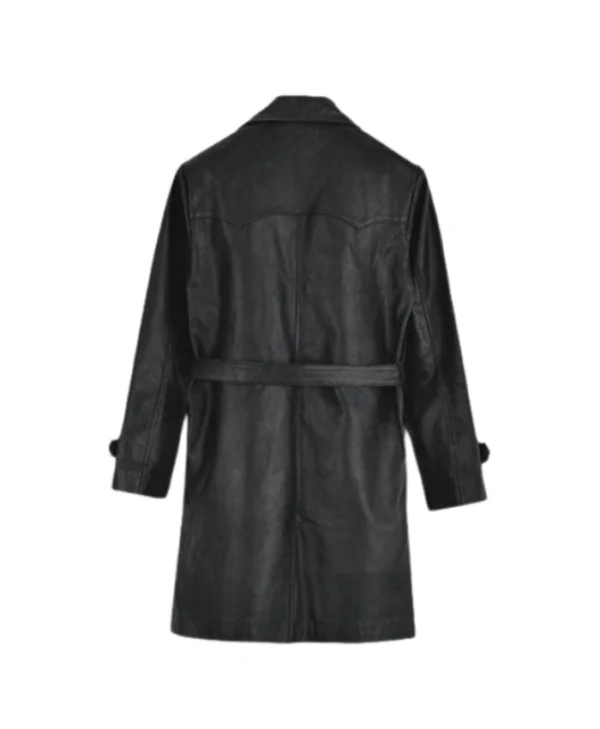 Vintage Black Leather Trench Coat