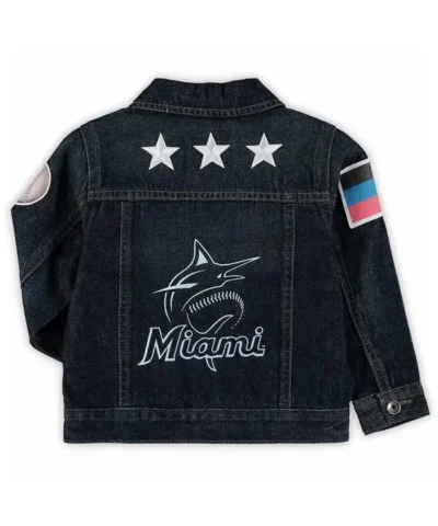 Miami Marlins Patch Toddler Button-Up Denim Black Jacket