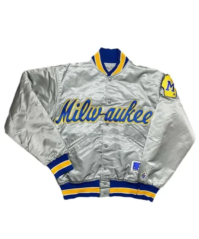 Milwaukee Brewers Grey Satin Jacket