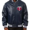 Minnesota Twins Navy Varsity Leather